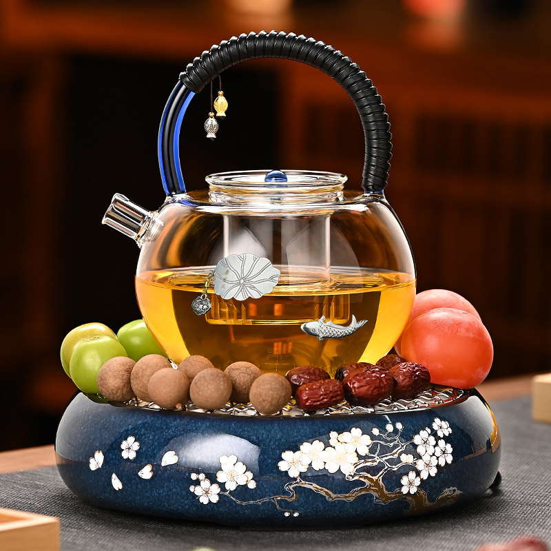 纯手工耐热玻璃茶壶 居友家围炉煮茶器组合 电陶炉专用中式风格煮