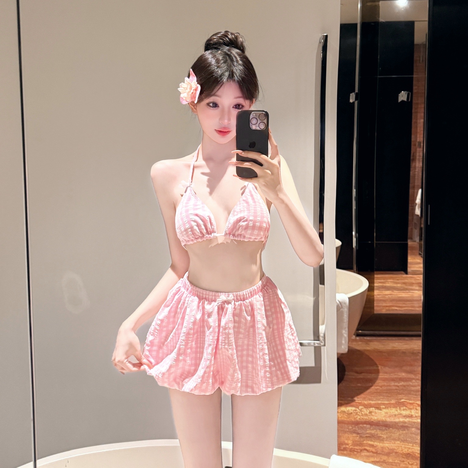 甜美少女系氛围感比基尼三件套