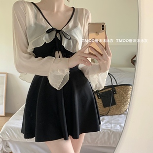 2025新款 微胖女孩纯欲保守小胸聚拢遮肉显瘦性感 泳衣女泡温泉裙式