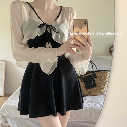 2025新款泳衣女泡温泉裙式微胖女孩纯欲保守小胸聚拢遮肉显瘦性感