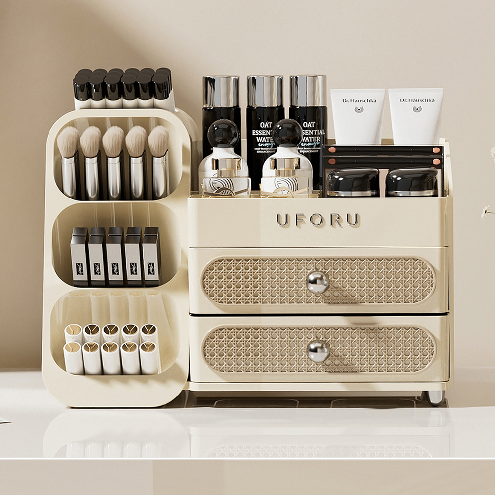 德国化妆品收纳盒桌面梳妆台抽屉高级感大容量口红护肤香水置物架