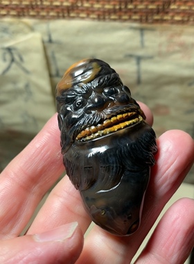 战国红玛瑙来料加工特色大金牙钟馗