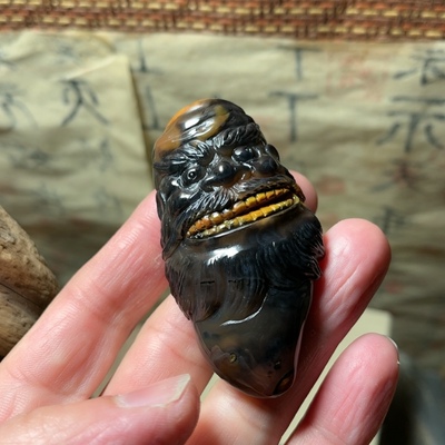 战国红玛瑙来料加工特色大金牙钟馗