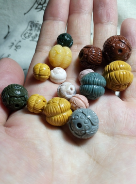 阿拉善玛瑙彩玉莲花珠配饰DIY散珠圆珠桶珠手工雕刻加定制糖心果