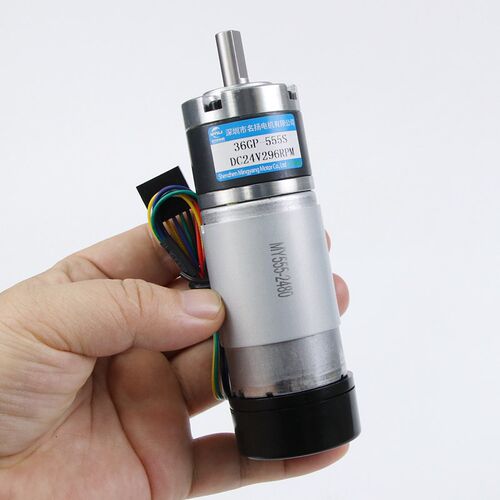 直流减速电机555S编码器带后盖行星齿轮12v24v大扭力可调速小马达