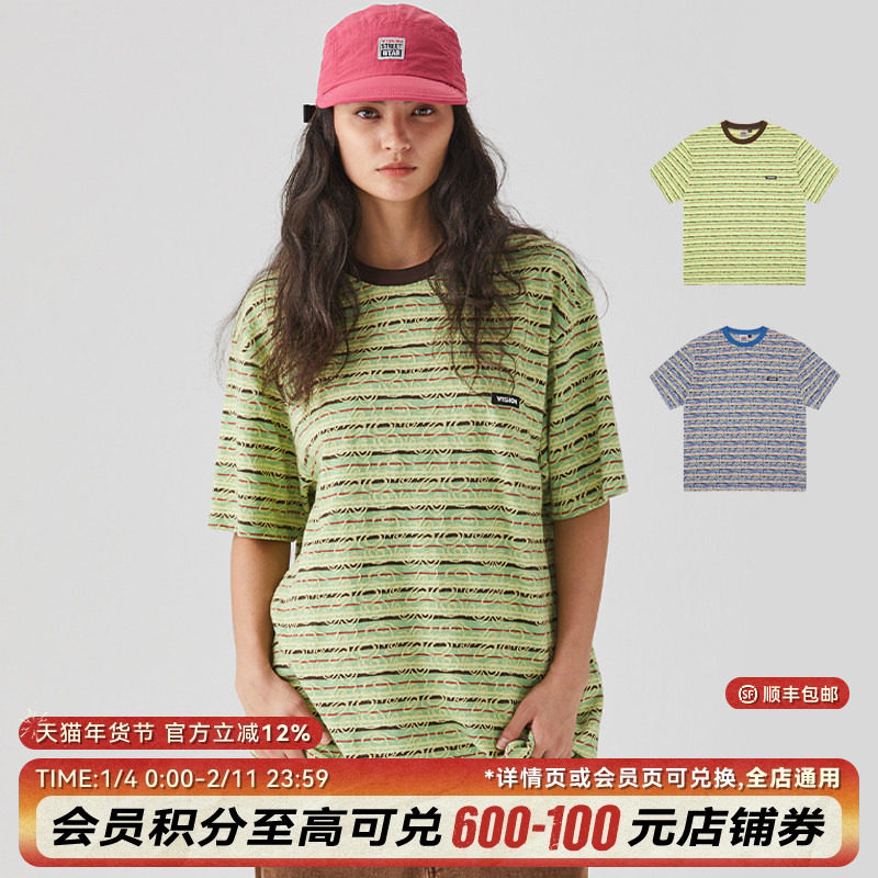 VISION官方 美式街头复古定织提花圆领短袖T恤2色男女新款,运动服/休闲服装,运动T恤,淘宝优惠券,粉丝福利购,淘宝优惠卷