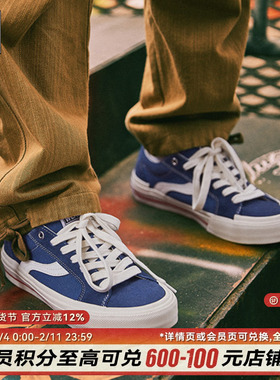 VISION X ODD ASTLEY PRO经典海军蓝复古翻毛皮帆布鞋低帮滑板鞋