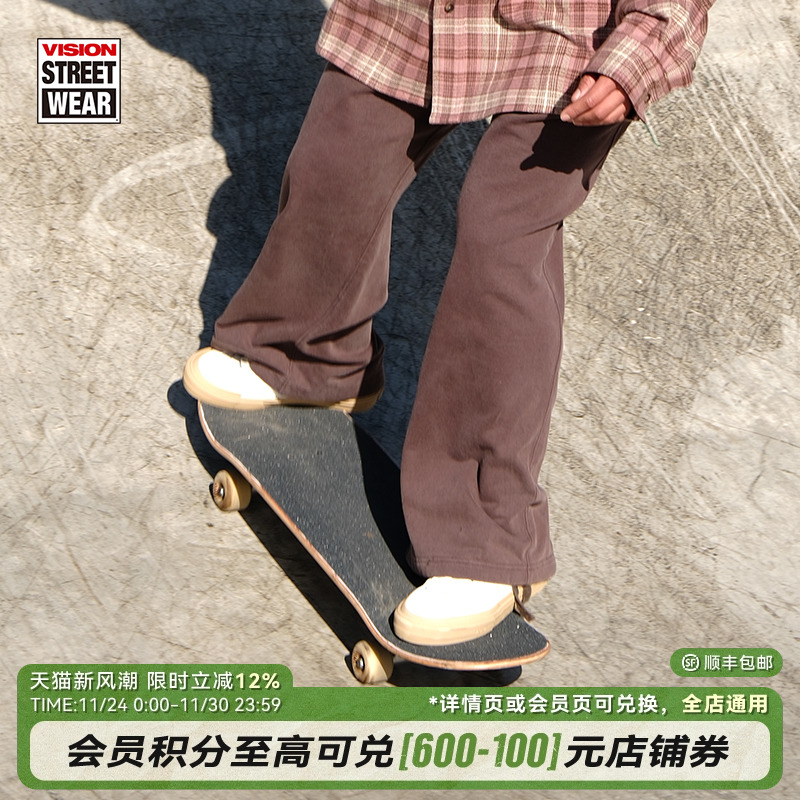 VISION官方 美式复古宽松直筒针织裤运动休闲长裤2色男女秋新款