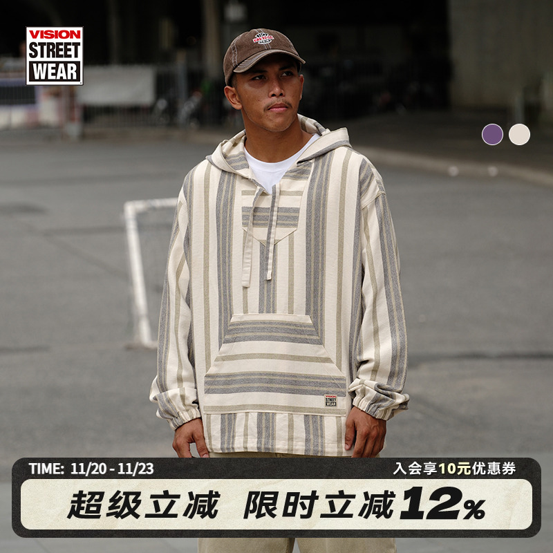 VISION官方 墨西哥嬉皮士连帽罩衫南美巴哈毛衫街头连帽卫衣男女