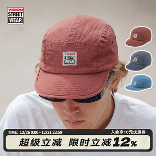 复古水洗运动五片帽透气平沿帽3色男女同款 VISION官方 美式
