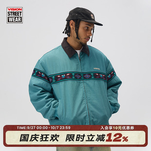 夹克夹棉外套男女秋新款 VISION官方 磨毛立领工装 复古短款 美式