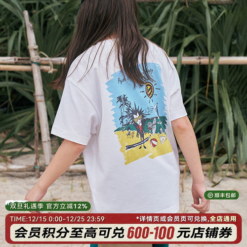 VISION童装 复刻历史图案Psycho beach holiday短袖T恤男女同款