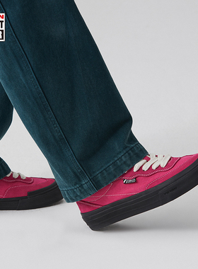 VISION官方 FLAT TOP 粉红色低帮翻毛皮帆布鞋男女街头滑板鞋