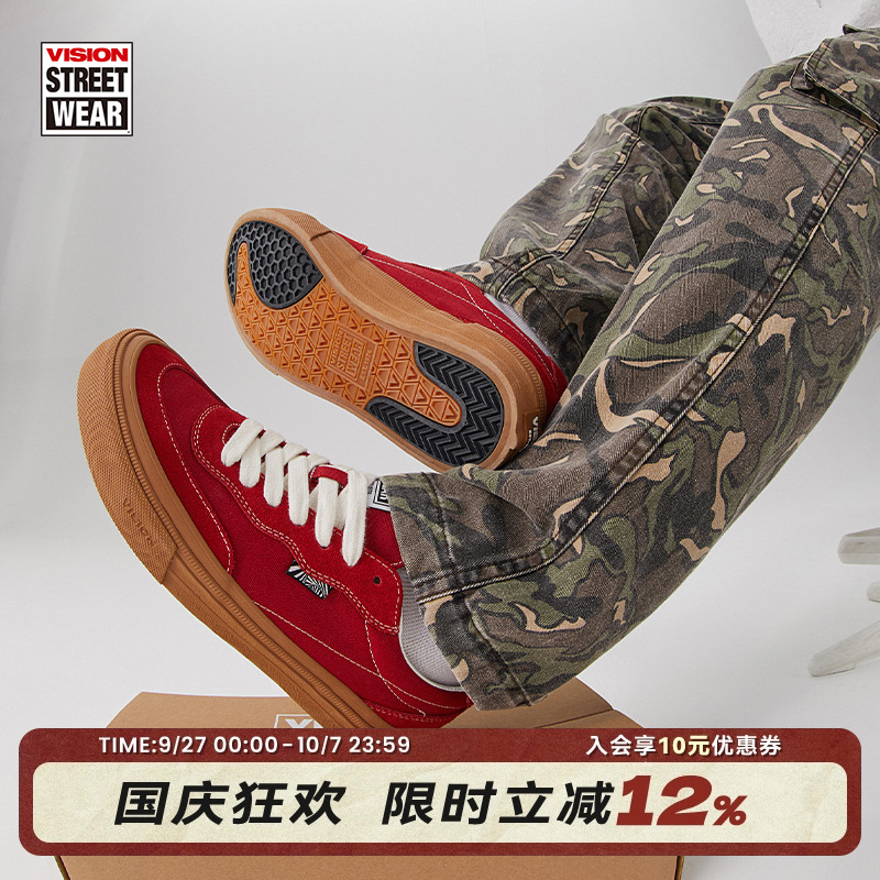 VISION官方  FLAT TOP低帮经典翻毛皮帆布鞋男女街头潮流滑板鞋