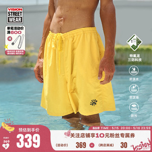 VISION官方 男女夏季 三色 印花LOGO防泼水宽松户外沙滩短裤