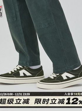 VISION官方  STICK复古墨绿色低帮翻毛皮帆布鞋男女街头运动板鞋