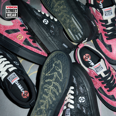 VISIONCHOPPER鱼骨纹T字头板鞋