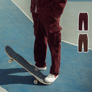 长裤 VISION官方 裤 街头复古灯芯绒大口袋加厚宽松工装 美式