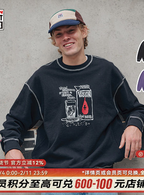 VISION官方  历史复刻图案NEW BLOOD宽松圆领套头卫衣2色男女秋新