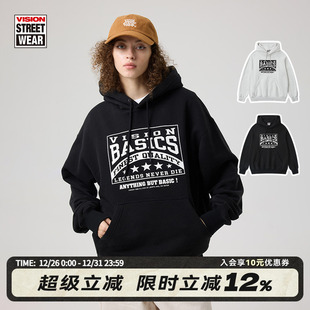 VISION官方 BASICS宽松连帽卫衣2色男女秋新 历史复刻图案VISION