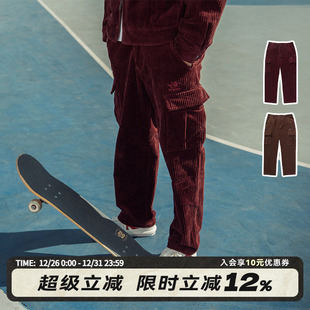 长裤 VISION官方 裤 街头复古灯芯绒大口袋加厚宽松工装 美式