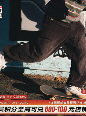 VISION官方 美式复古水洗做旧灯芯绒宽松工装裤长裤男女秋新款2色