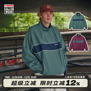 VISION官方 复古撞色半拉链套头立领防风夹克2色男女秋新 美式