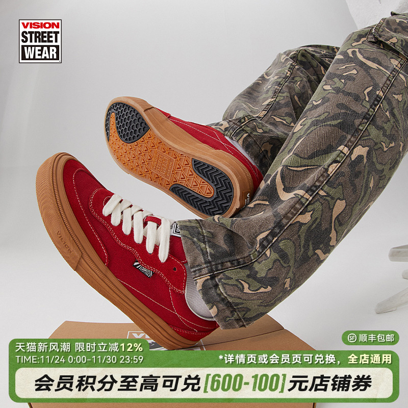 VISION官方  FLAT TOP低帮经典翻毛皮帆布鞋男女街头潮流滑板鞋