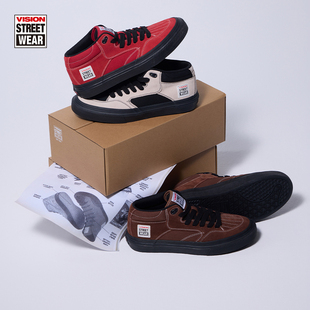 VISION官方 CONCAVE多色街头中帮翻毛皮运动滑板鞋男女