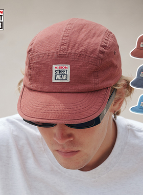 VISION官方  美式复古水洗运动五片帽透气平沿帽3色男女同款