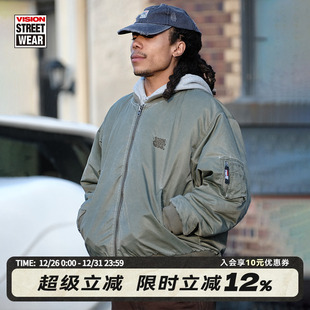 防风夹棉外套新款 复古MA1做旧水洗飞行夹克短款 美式 VISION官方