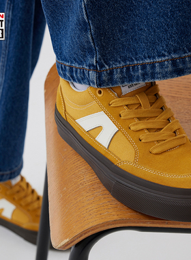 VISION官方 STICK沙丘黄低帮翻毛皮帆布鞋黑生胶滑板鞋复古运动鞋