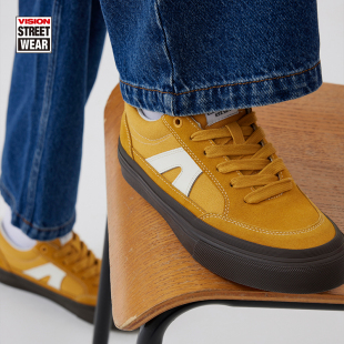 VISION官方 黑生胶滑板鞋 复古运动鞋 STICK沙丘黄低帮翻毛皮帆布鞋