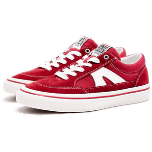 VISION官方 STICK复古胭脂红低帮翻毛皮帆布鞋街头运动板鞋男女款