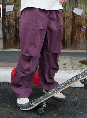 VISION官方 美式街头经典伞兵裤运动休闲阔腿长裤男女同款3色