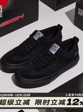 VISION官方 CHOPPER黑武士复古T字头反毛皮男女帆布鞋美式滑板鞋