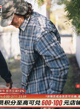 VISION官方 美式复古定织格纹松针宽松长袖衬衫薄外套男女新款2色