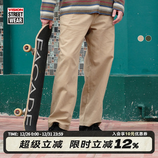 2色男女同款 VISION官方 长裤 oldschool粗人字纹直筒宽松工装 美式