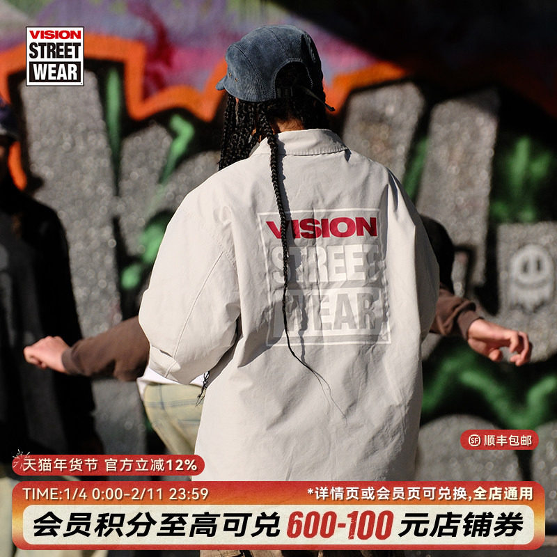 VISION官方  美式复古经典BOGO印花宽松教练夹克外套男女秋新款,运动服/休闲服装,运动茄克/外套,淘宝优惠券,粉丝福利购,淘宝优惠卷