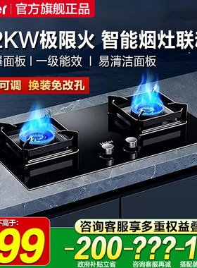 海尔天然气燃气灶煤气灶家用双灶以旧换新煤气炉灶具灶台Q2BE58