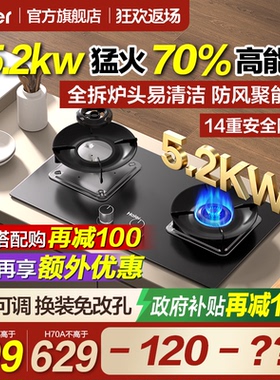 海尔H70A天然气燃气灶煤气灶家用双灶煤气炉灶具灶台炉灶720GA