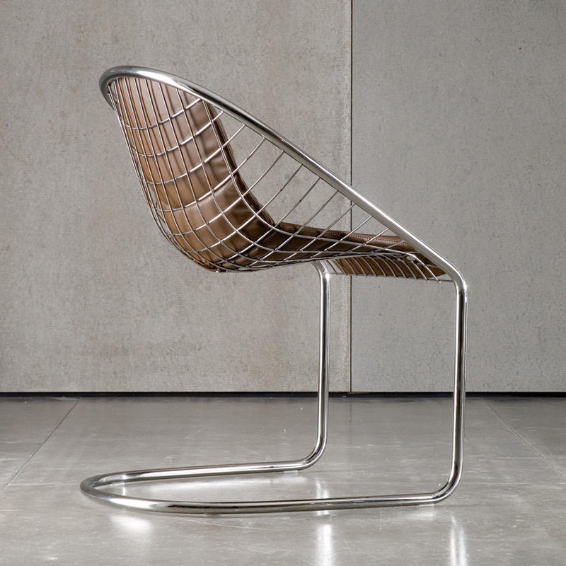 现代简约不锈钢椅子靠背椅家用金属户外阳台餐椅单人扶手休闲座椅