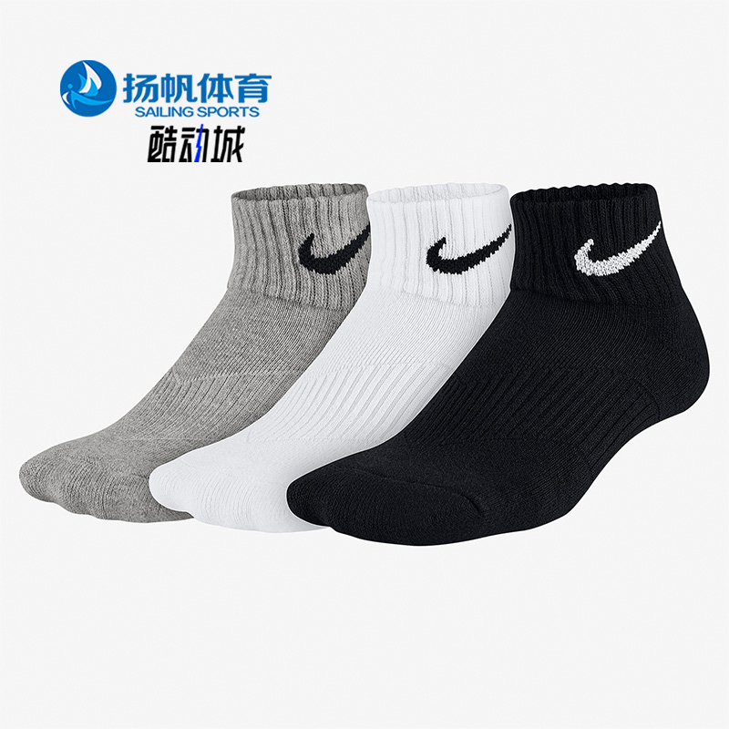 Nike/耐克正品休闲男女时尚运动短款透气舒适袜三双装 SX4703-901