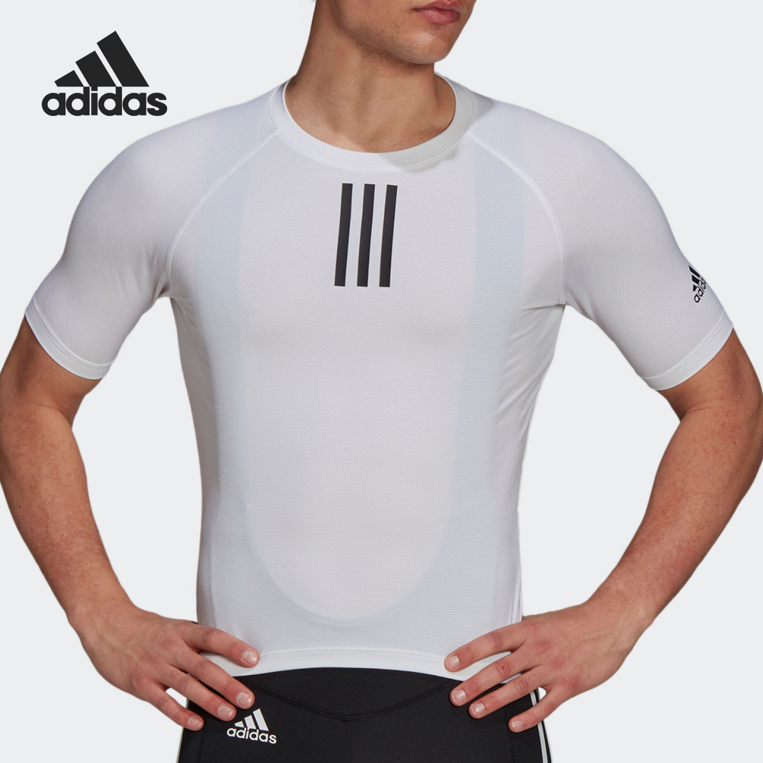 Adidas/阿迪达斯正品 BASELAYER紧身骑行服男子运动短袖T恤GT6610