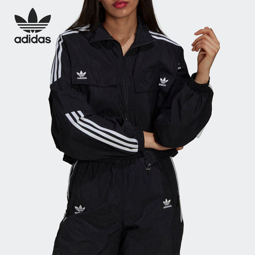 Adidas/阿迪达斯正品三叶草女子立领宽松运动夹克外套 H22875