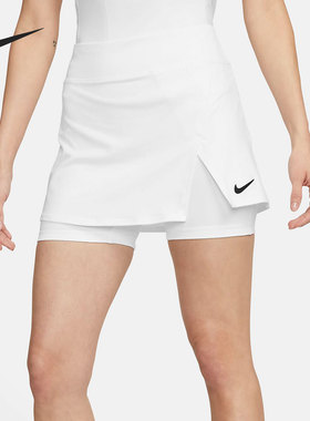 Nike/耐克正品新款DRI-FIT女开衩网球运动半身裙白黑色DH9780-100