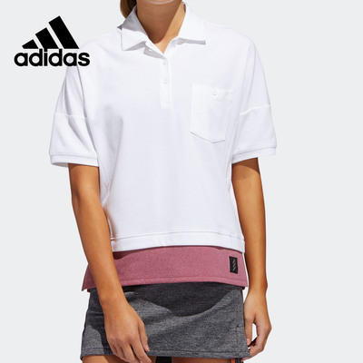 Adidas/阿迪达斯正品女子高尔夫透气运动短袖POLO衫 GD9083