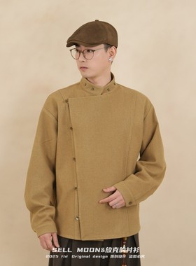 SELLMOON2026春季复古中国风斜襟立领新中式宽松休闲外套