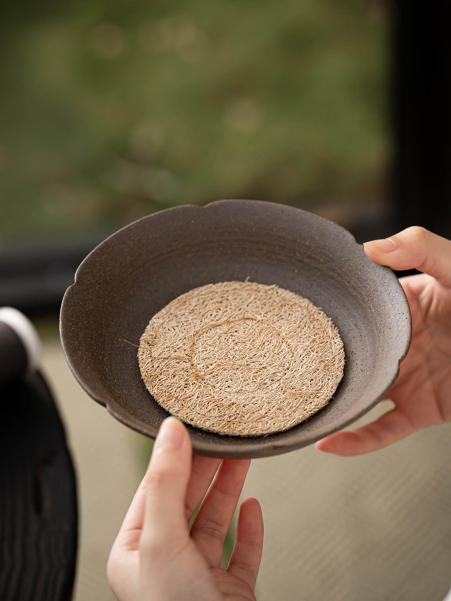 集正粗陶老岩泥花口壶承 精工半手茶托盘干泡台 中式壶垫盖碗底托