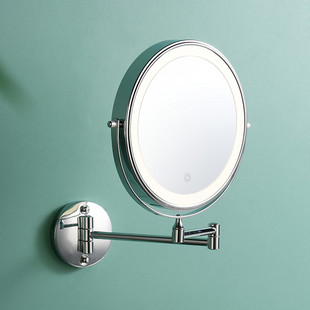 浴室伸缩化妆镜壁挂折叠卫生间带灯镜子led梳妆镜挂墙酒店免打孔